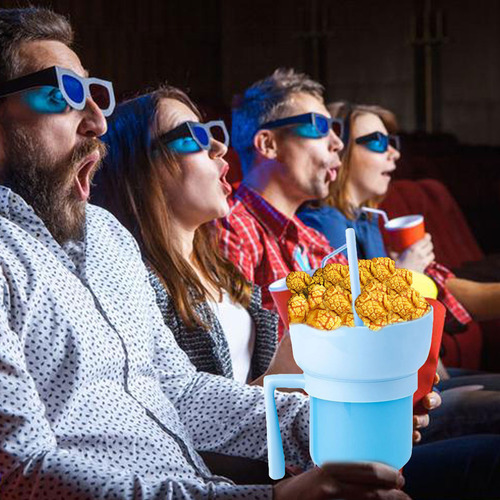 Vaso 2 En 1 Para Aperitivos Con Asa, 33 Oz, Ideal Para Cines
