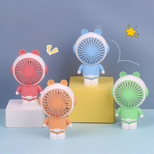 Mini Ventilador Astronauta De Mano Portátil Usb Recargable 8.5 Cm N/a Verde Blanco Plástico 4