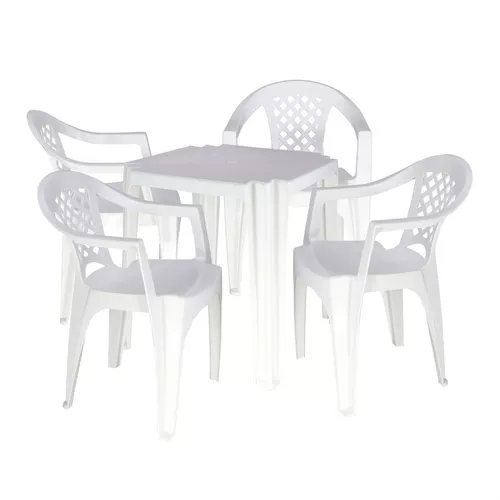 Conjunto de Mesa e Cadeiras Tramontina Tambaú Iguape - Branco