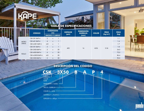 Cubierta Solar Para Piscina Burbuja Azul 4x3 M Cks-4x3-bap-4