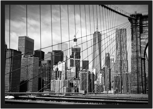 Quadro Cidade Nova York Ponte Do Brooklyn Com Moldura Rc07