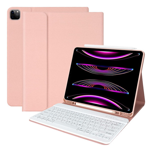 Funda Con Teclado Amzcase Para iPad Pro 12.9 2022 Rosa