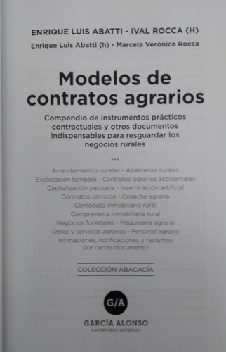 Modelos De Contratos Agrarios / Abatti - Rocca | MercadoLibre