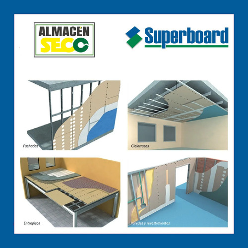 Placa Cementicia Superboard Borde Recto 8 Mm