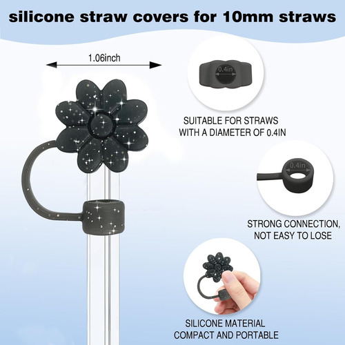 4pcs Cubiertas De Pajita De Silicona, Tapas Reutilizables