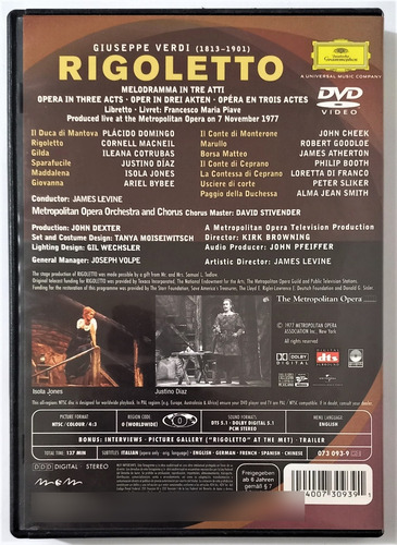 Rigoletto Giuseppe Verdi Ópera Dvd Plácido Domingo (Usado)