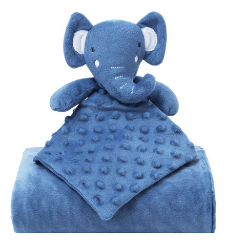 Cobertor Naninha Pipoquinha Elefante Mantinha Cheirinho Bebê Cor Elefante Azul Animais