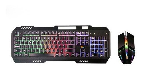 Kit Teclado Mouse Gamer Rgb Kt555 De Membrana Retroiluminado