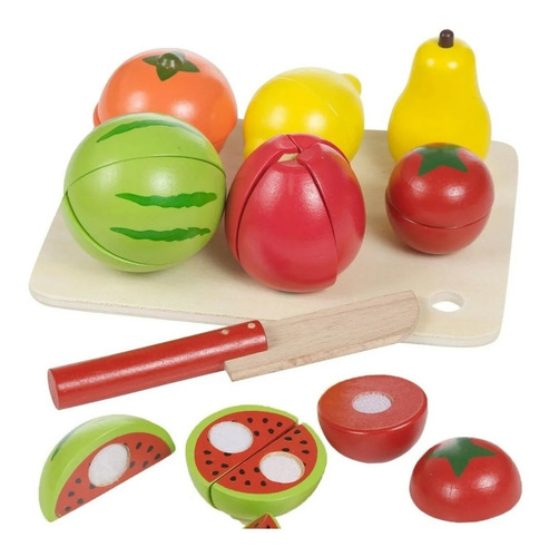 Juego Frutas Madera Para Cortar Con Velcro Acool Ac7631 Full