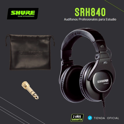 Imagen 7 de 10 de Auriculares Shure Srh840-bk Cerrados De Estudio