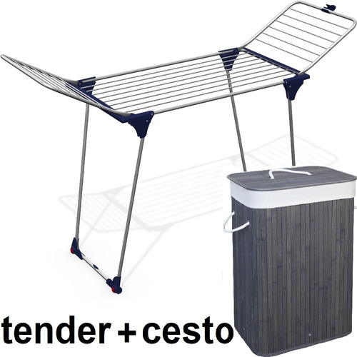 Tendedero Tender Ropa Pie Alas Acero Alum Gimi Italy + Cesto