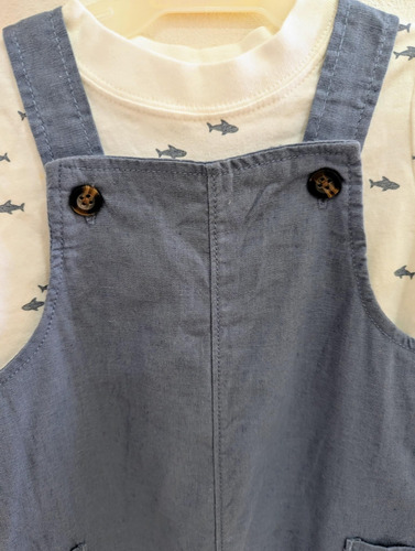 Conjunto Overol Y Manga Larga Estampado Tiburón Carter S Azul Oscuro 6-9 M