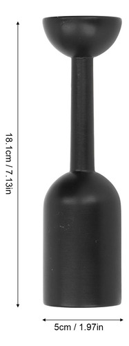 Portavelas Negro De Madera Con Forma De Columna Romana Vinta