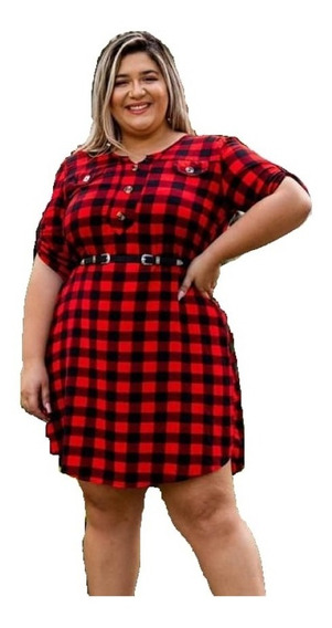 vestido xadrez plus size mercado livre