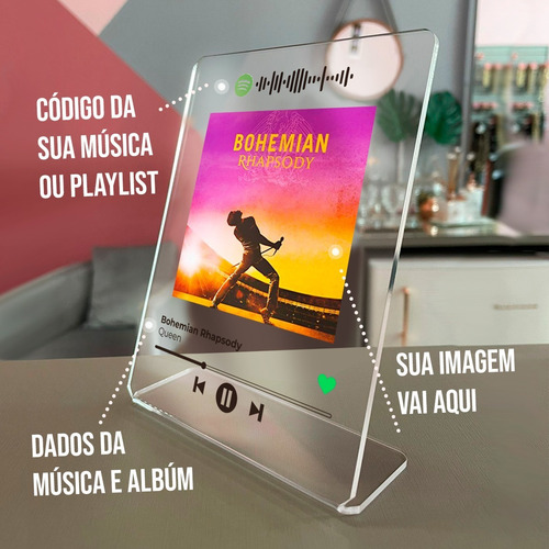 Placa Quadro Acrílico Spotify Personalizada Colorido