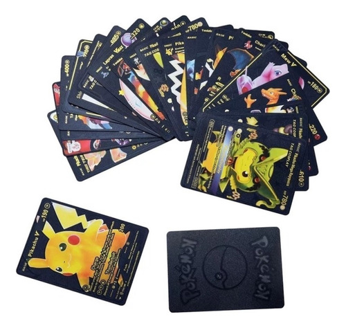 Cartas Pokemon Negro Metalizado Mazo De 25 Unidades Español