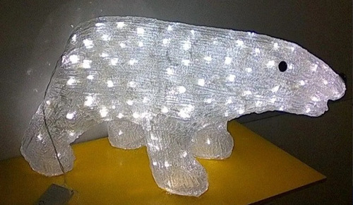 Oso Polar Acrilico De Lujo Con Luz Led Grande Figura Navidad