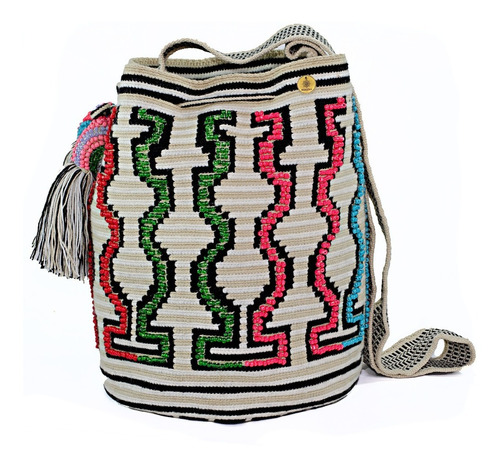 Mochila Wayuu Original Decorada Mostacilla Bordada  + Regalo