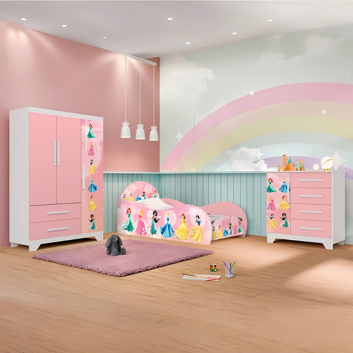 Jogo De Quarto Infantil Princesas Completo Com Penteadeira