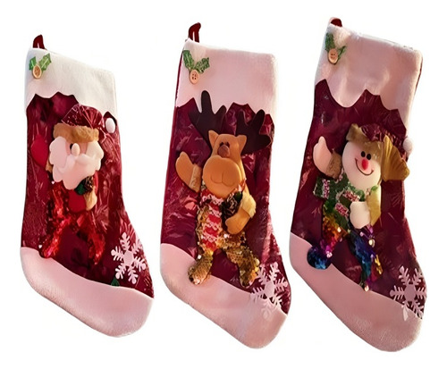 3 Botas Navideñas Fieltro Para Colgar, Decoración Navideña