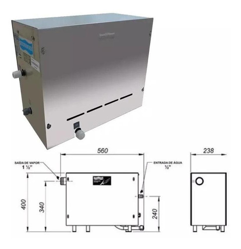 Sauna Vapor Steam Inox 9 Kw Com Quadro Analógico Sodramar