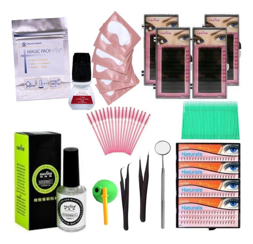 Kit Completo Alongamento Cílios Fio A Fio+cílios Tufo Brinde