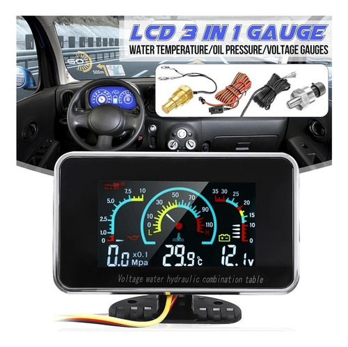 Digital Lcd Oil Pressure Gauge 3 In 1 Car Gift 1
