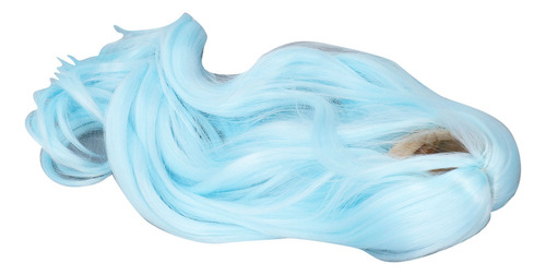 Peluca De Muñeca De Seda Suave Azul, Larga Y Rizada, Con Ray