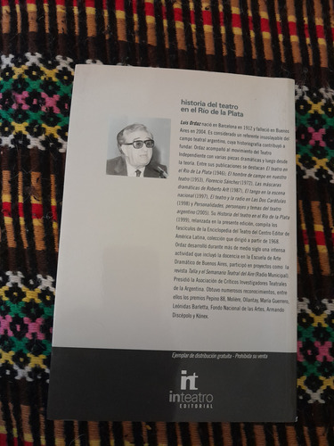 Historia Del Teatro En El Río De La Plata, Luis Ordaz, 2010 (Usado)
