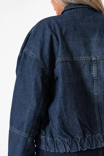 Campera Bomber Mujer Jean Talles Grandes Con Cierre
