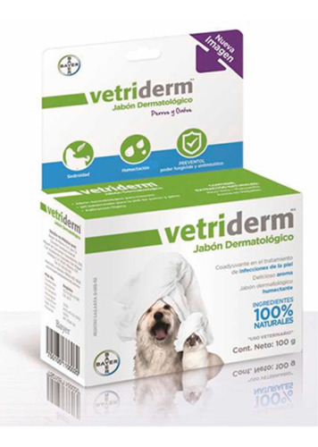 Jabón Vetriderm Dermatológico Bayer Para Perros Y Gatos