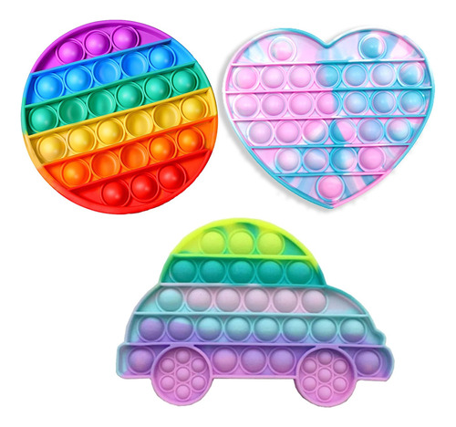 3 Piezas Pop Fidget Reliver Estrés Juguetes Popis Rainbow To