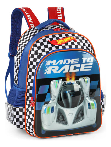 Mochila De Costas Escolar Hotwheels Luxcel Is41501hw Cor Azul