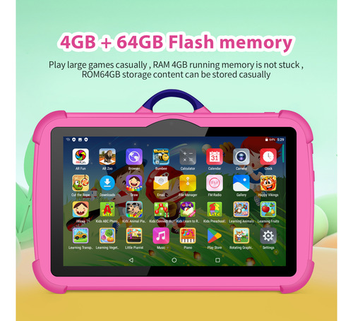 Tableta Infantil De 7 Pulgadas, Cuatro Núcleos, 4 Gb De Ram,