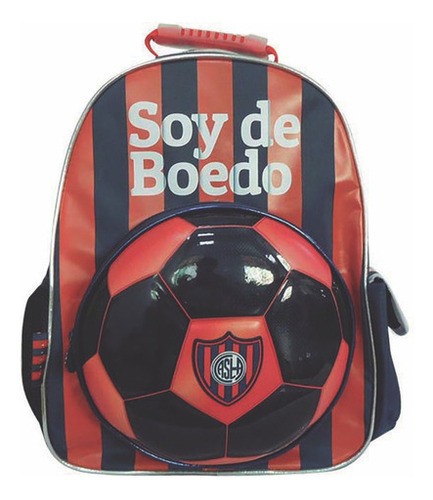 Mochila Espalda Futbol Escolar San Lorenzo Cuervos 16 PuLG Color Azul con Rojo Diseño de la tela Poliéster