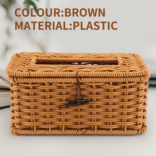 Funda Rectangular De Ratán Para Caja De Pañuelos, Tejida Dec