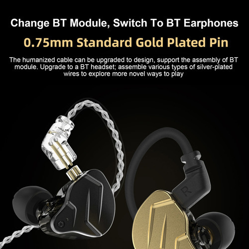 Kz Zst X Monitores Intrauditivos, Auriculares Zstx Híbridos Color Negro