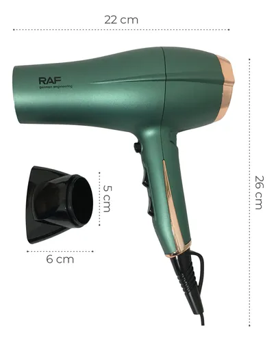 Secador De Pelo Eléctrico Con Boquilla De Peinado Color Verde 2 Velocidades 3 Temperaturas Y Funcion Aire Frío - 2200w - 220v - R.409