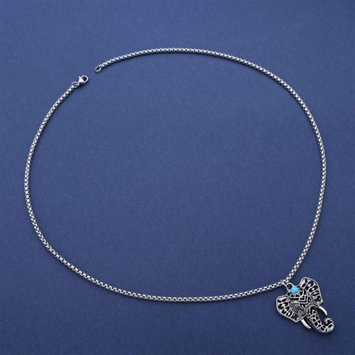 Xduargs Collar Boho De Elefante Turquesa, Collar Con Colgant