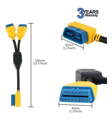  Adaptador Cable Extension 16 Pines Obd2 Macho A Doble Hembr