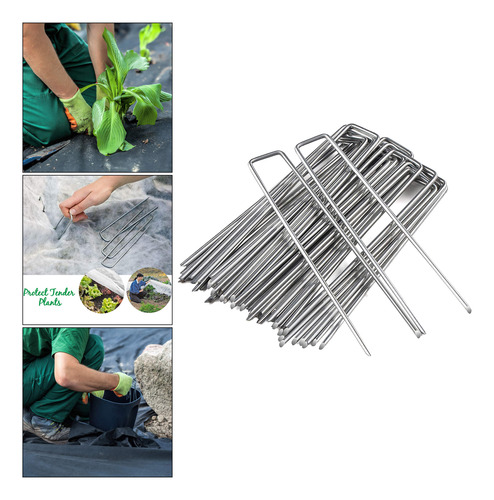 50 Paquetes De Estacas De Jardín De Acero Galvanizado Plata