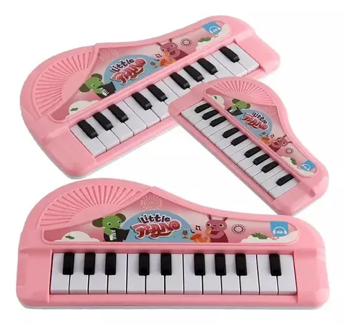 Piano Teclado Brinquedo Infantil Microfone Educativo Musical Cor Rosa