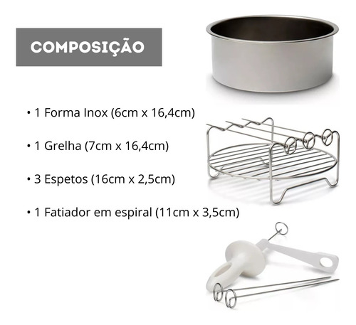 Conjunto Acessórios Airfryer - Eaf10 Eaf11 Eaf20 Eaf30 Eaf31