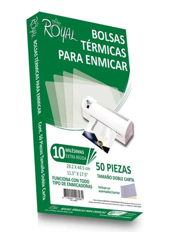 Mica Térmica Royal 040828 Para Enmicar Doble Carta 10mil 50p