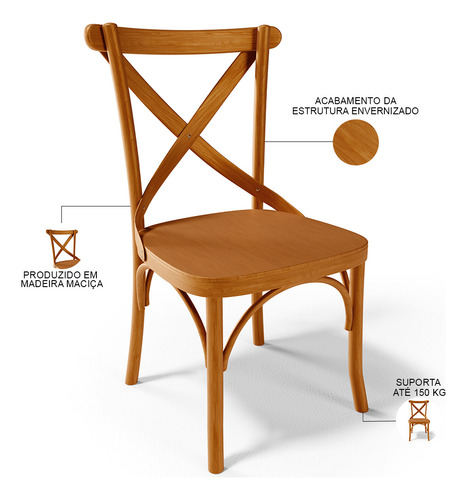 Cadeira Para Sala de Jantar e Estar Living Ávila L02 Madeira Maciça
