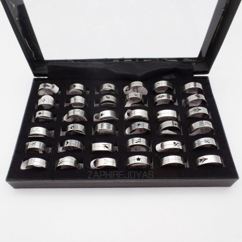 ´pack De 12 Anillos Acero Quirurgico Formas Caladas Laser Por Mayor