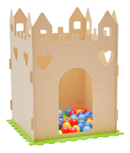 Casita Castillo Casa Infantil Corazones 1x1mt + Piso Pelotas