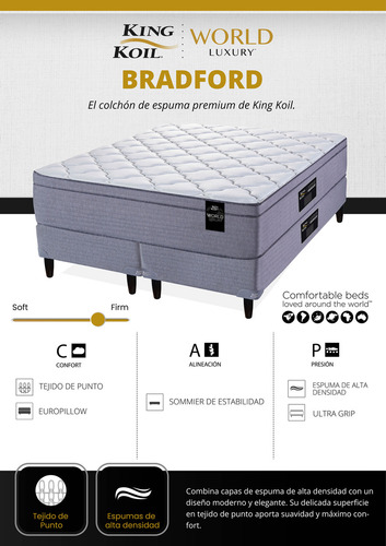 King Koil World Luxury Bradford colchón de espuma con pillow 160x200cm Súper Queen