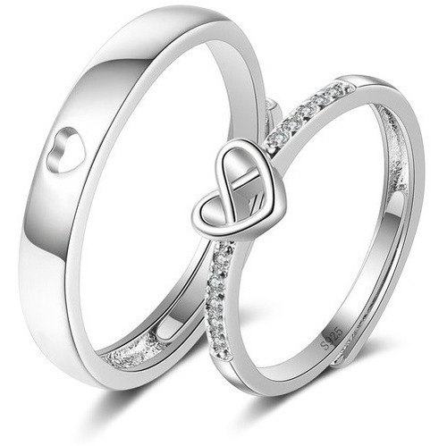 Anillos Pareja Corazon, Amantes. Compromiso + 2 Caja Estuche