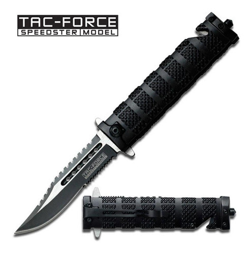 Canivete Serrilhado Tac Force Cabo Em Alumínio Tf-710bk